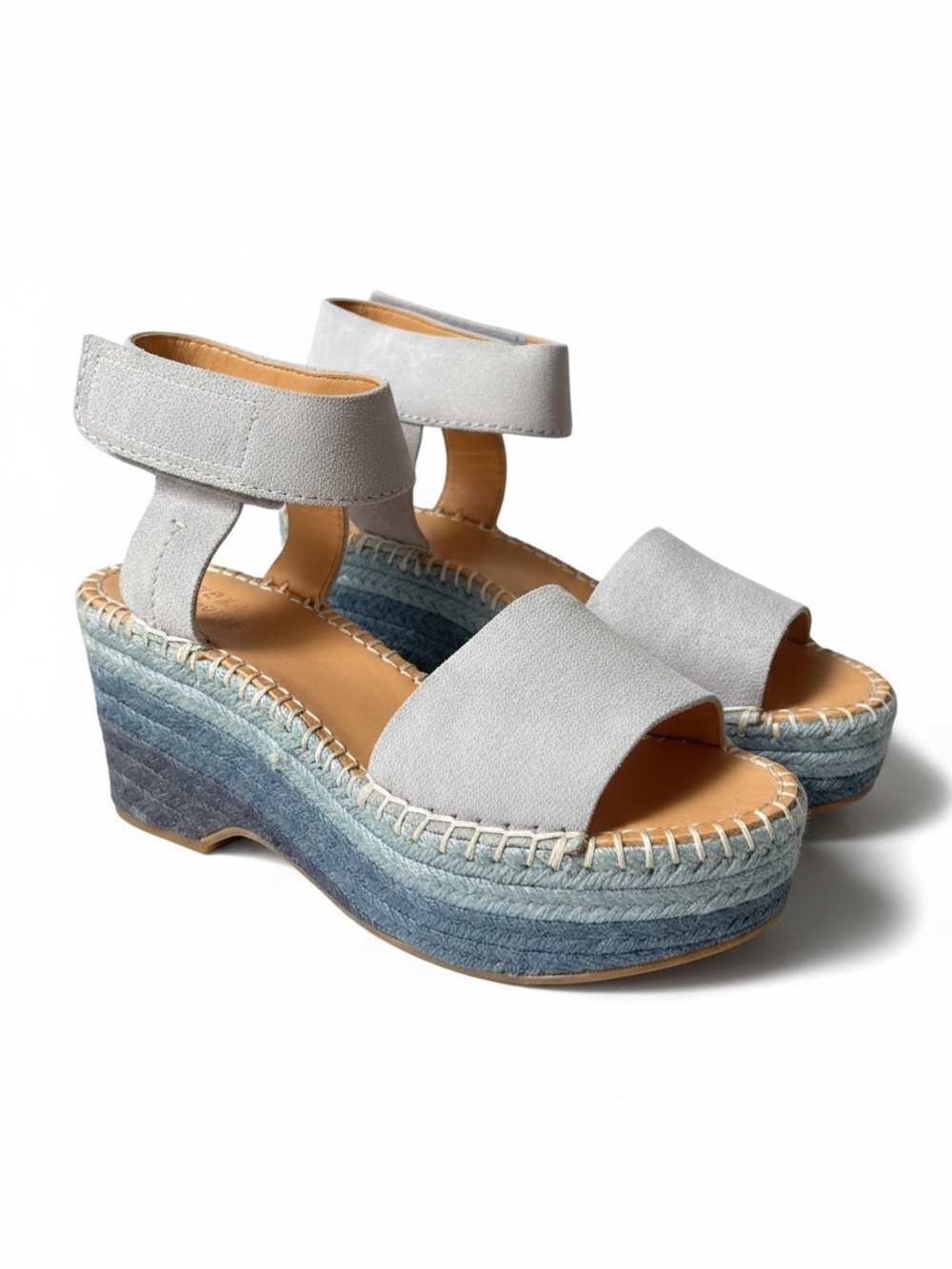Frye & Co Amber Espadrilles Wedge Sandals Women's Sz 7.5 Suede Shoes Raffia NEW